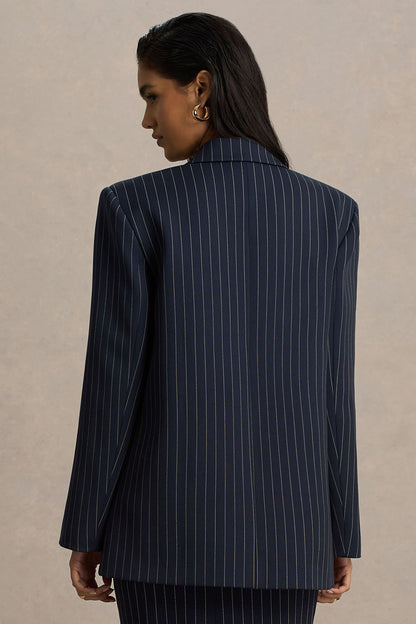 Alana | Blazer Azul Marino de Rayas