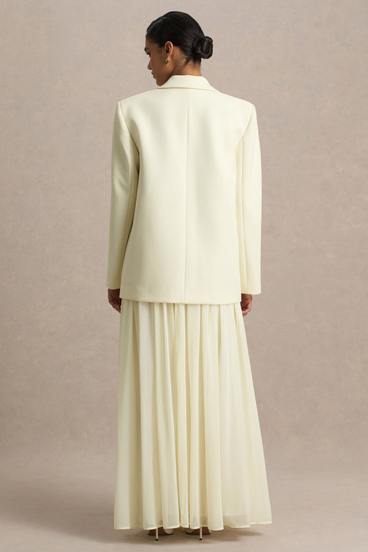 Spencer | Falda Larga Plisada en Chifón Color Crema