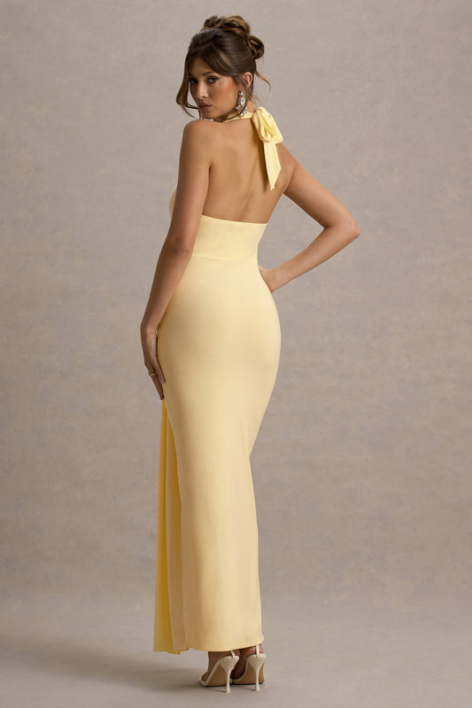 Sunflower | Vestido largo sin mangas en amarillo con silueta fruncida