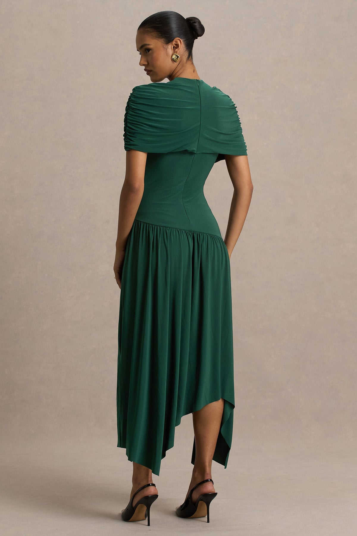 Ione | Vestido Largo Cruzado Turquesa con Dobladillo tipo Pañuelo