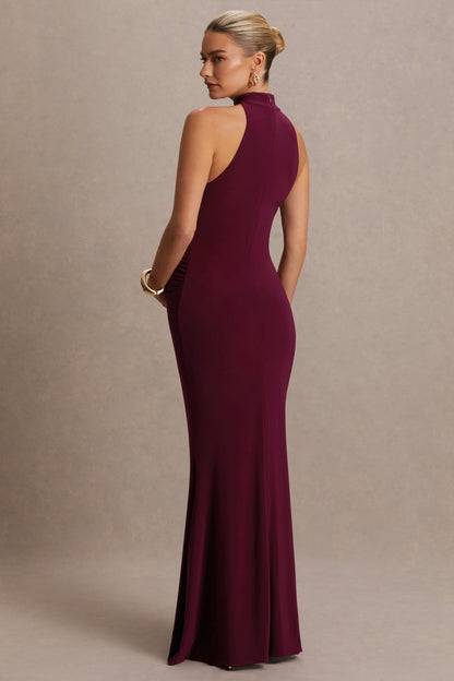 Kaia | Vestido Premamá Burdeos con Escote Halter