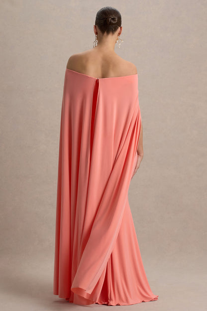 Radiance | Vestido Largo de Premamá Coral Bardot con Capa