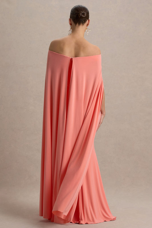 Radiance | Vestido Largo de Premamá Coral Bardot con Capa