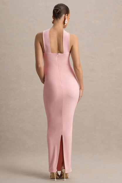 Glaze | Vestido largo de premamá de Cuello Alto en Rosa