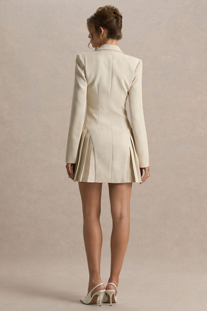 Blossoming | Vestido Corto Nude con Escote Profundo y Plisados