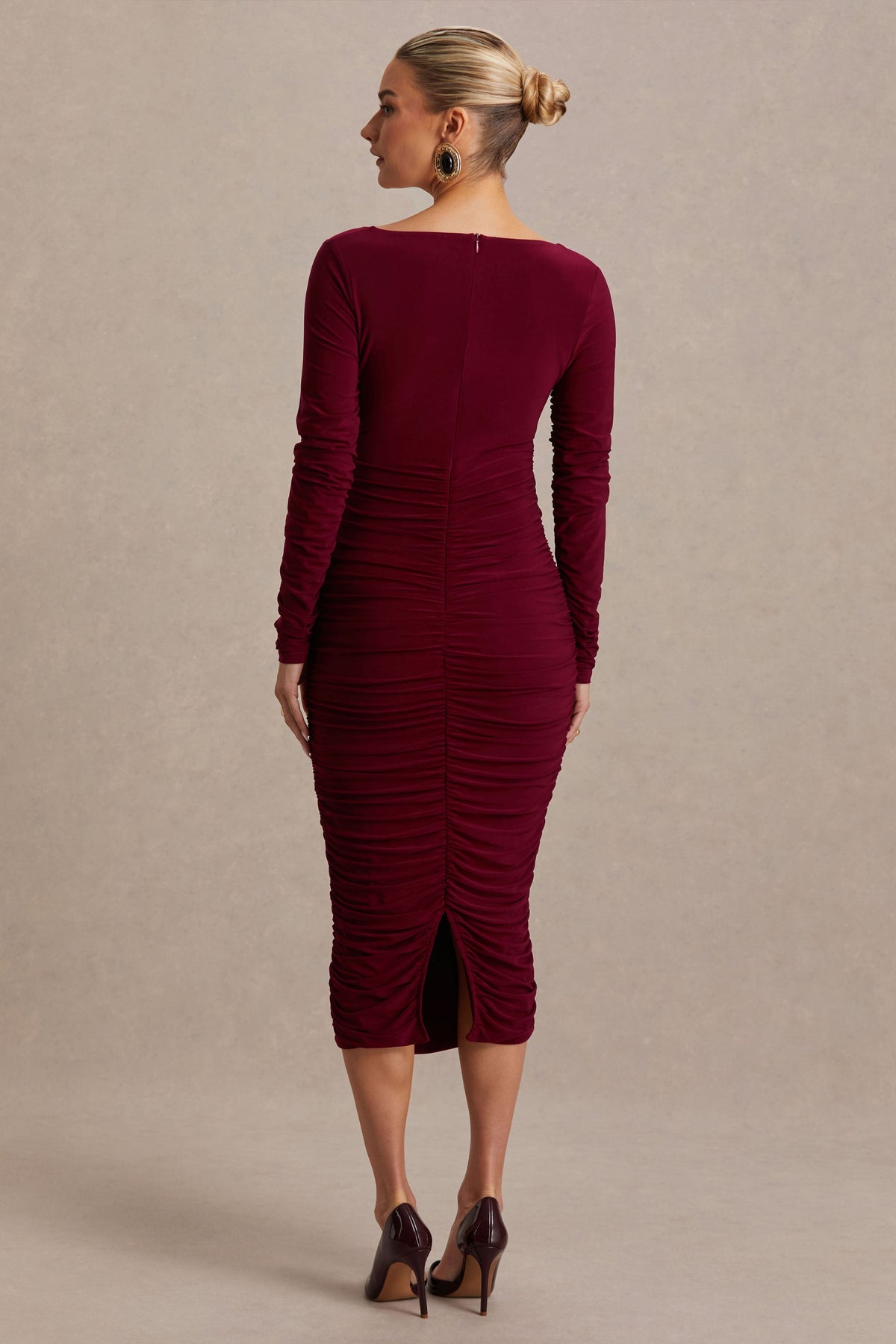 Saffron | Vestido Premamá en Tono Berry con Escote Redondo