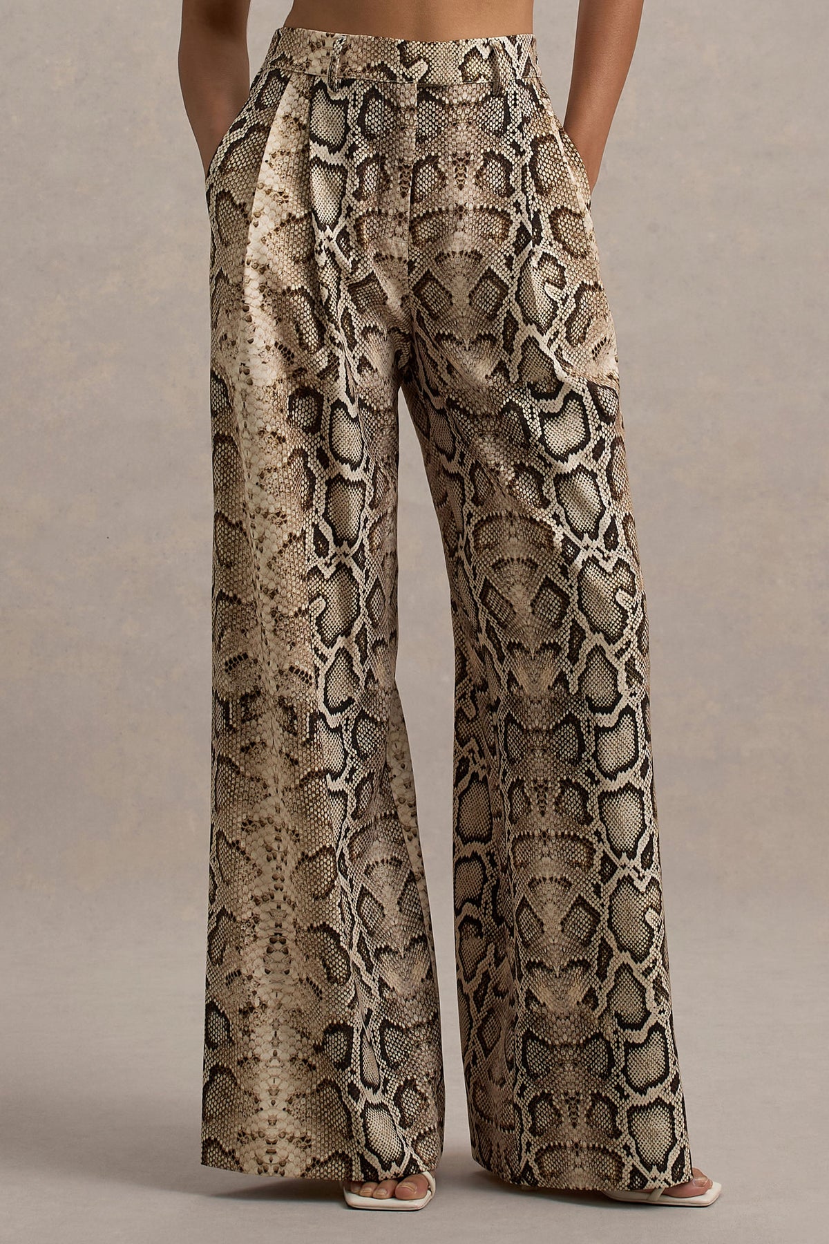 Shaniya | Pantalones de Pierna Ancha con Estampado de Serpiente
