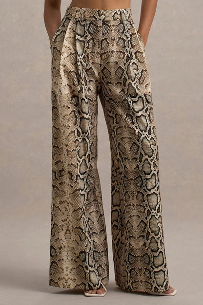 Shaniya | Pantalones de Pierna Ancha con Estampado de Serpiente