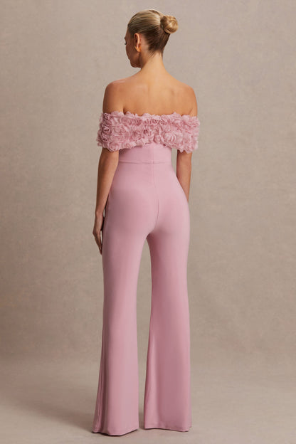 Sallow | Mono premamá en Rosa con Flores y Escote Bardot