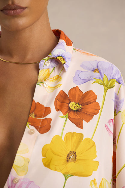 Lolite | Camisa de manga larga de satén con estampado floral