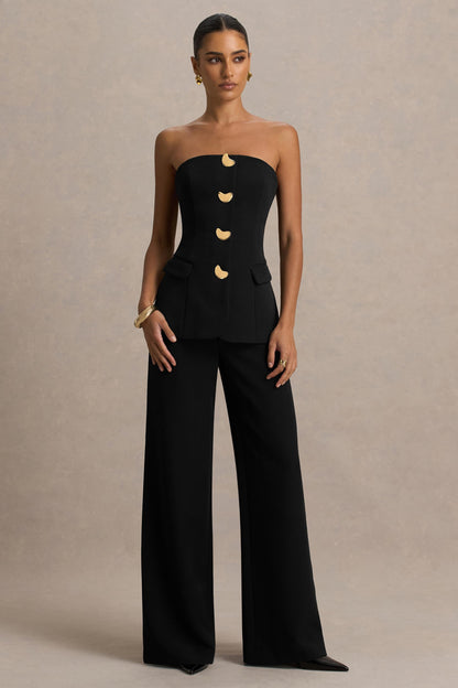 Zoey | Mono Negro con Escote Bandeau
