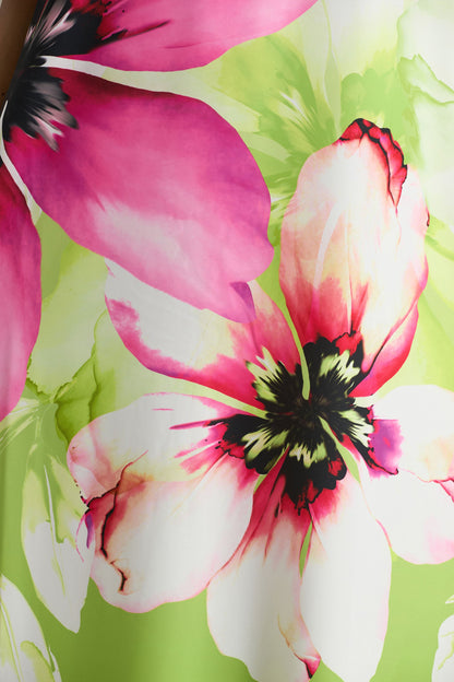 Ellery | Vestido largo estilo bandeau con estampado floral en color lima.