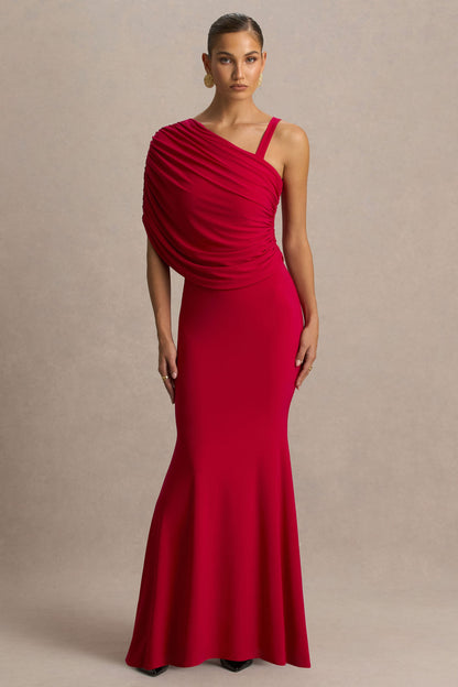 Sylvie | Vestido Largo rojo de cuello asimétrico