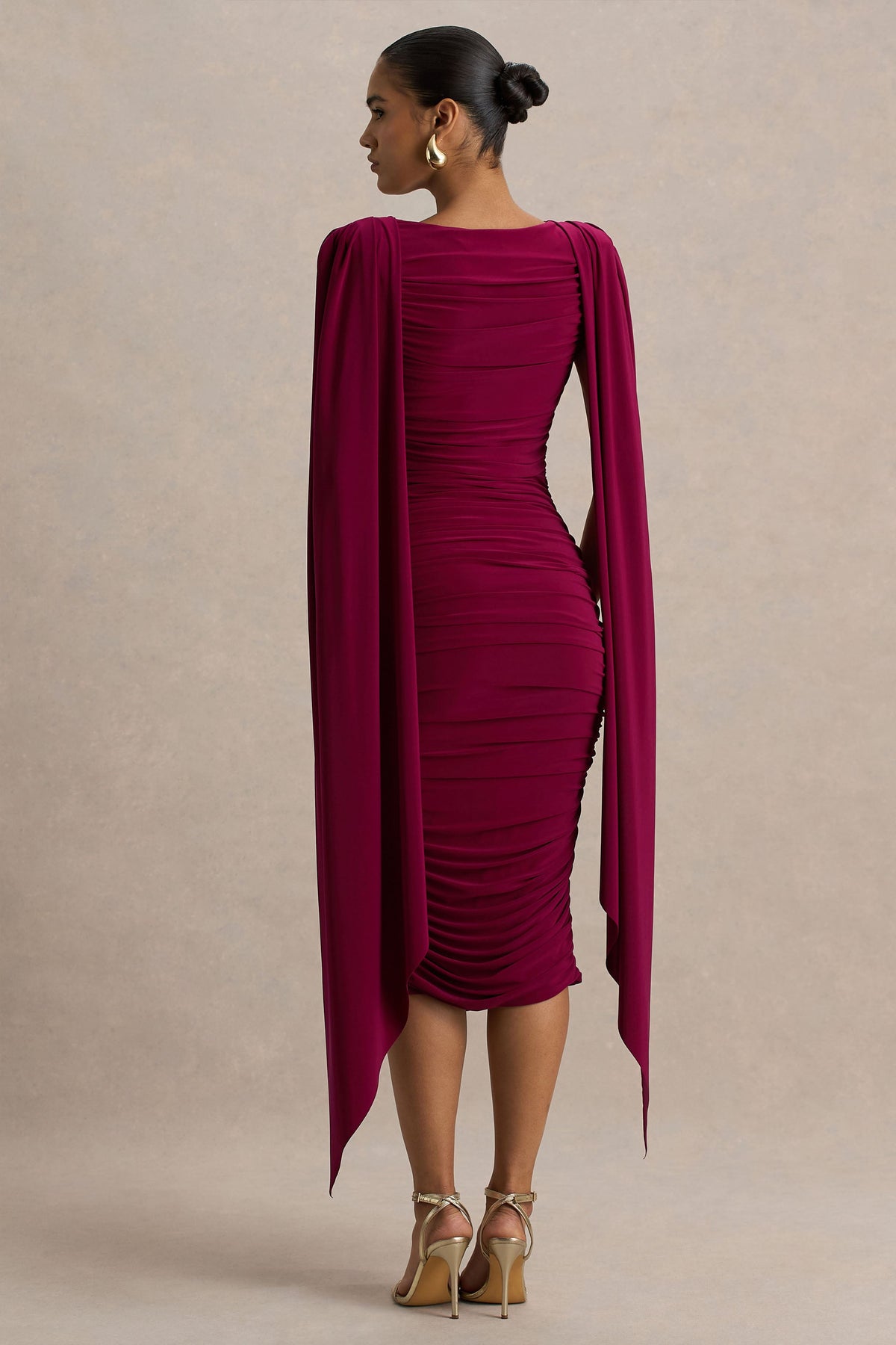 Wanderer | Vestido largo en burdeos con detalle drapeado