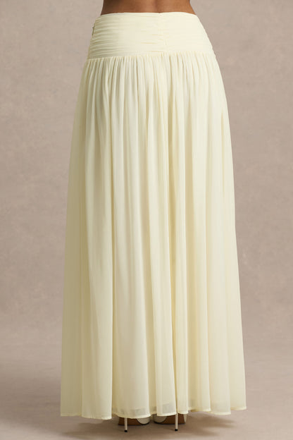 Spencer | Falda Larga Plisada en Chifón Color Crema