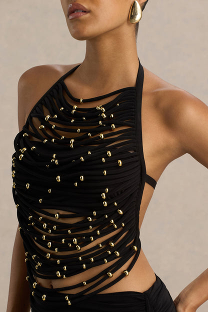 Twinkler | Top negro con detalles de adorno