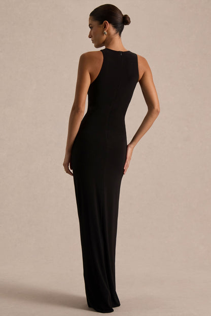 Opaline | Vestido Largo negro con cuello redondo