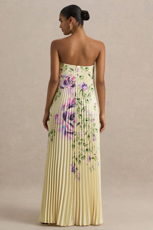 Bergamot | Vestido Largo de Satén Limón con Escote Corazón