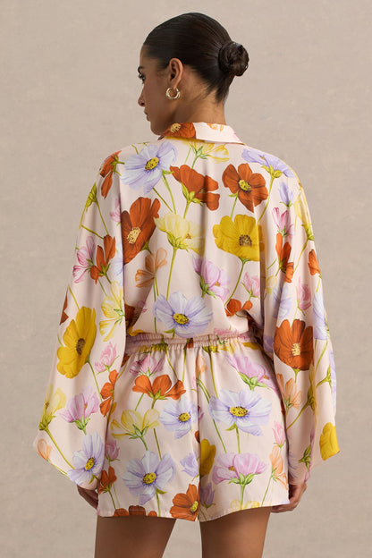 Lolite | Camisa de manga larga de satén con estampado floral