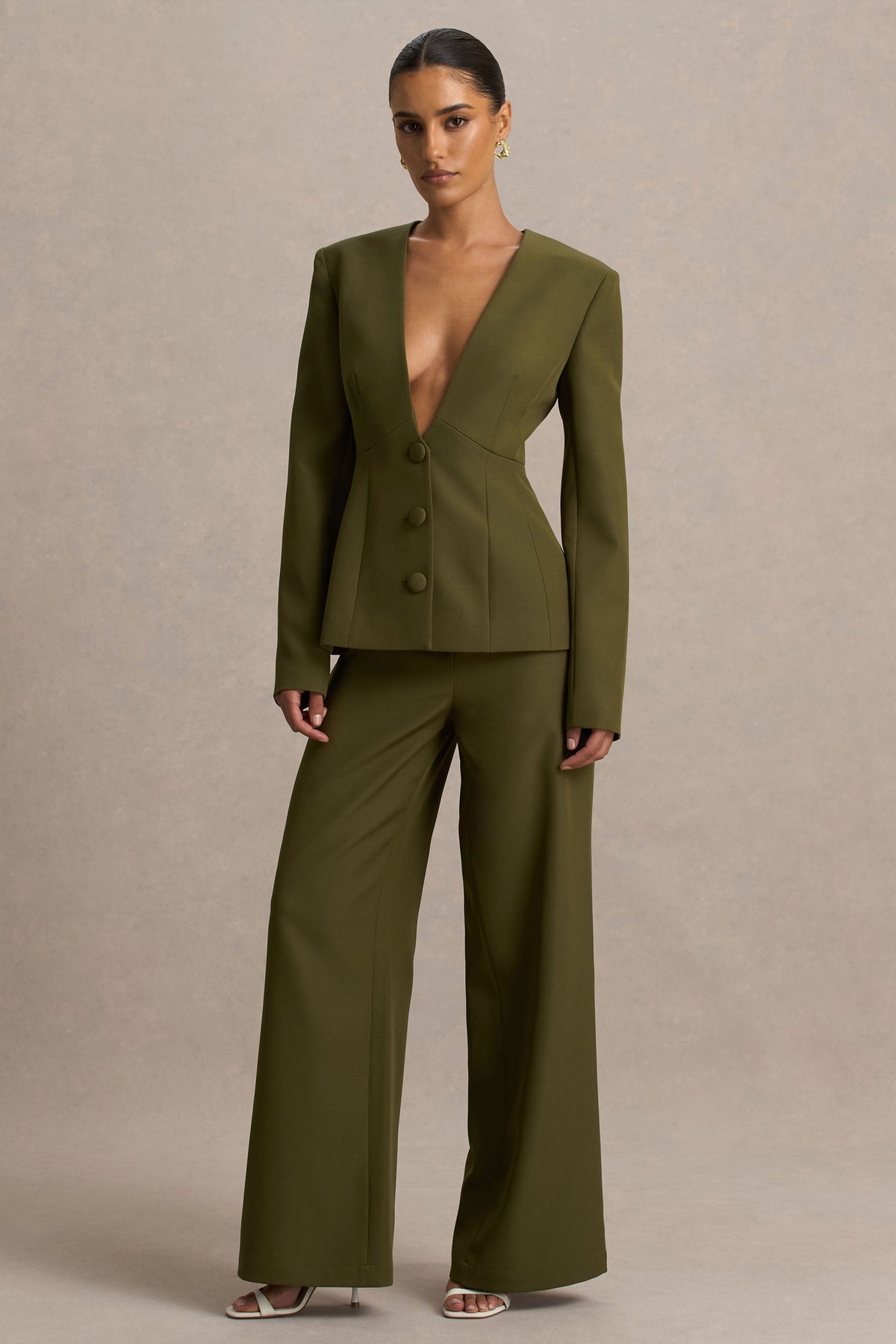 Silvia | Pantalones Verde Oliva de Corte Recto