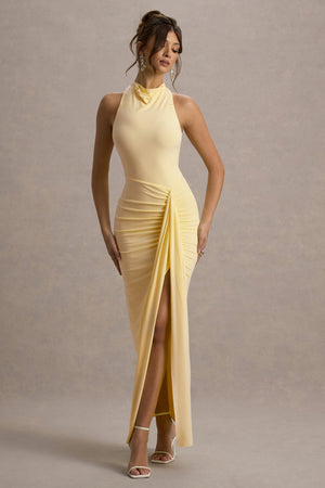 Sunflower | Vestido largo sin mangas en amarillo con silueta fruncida