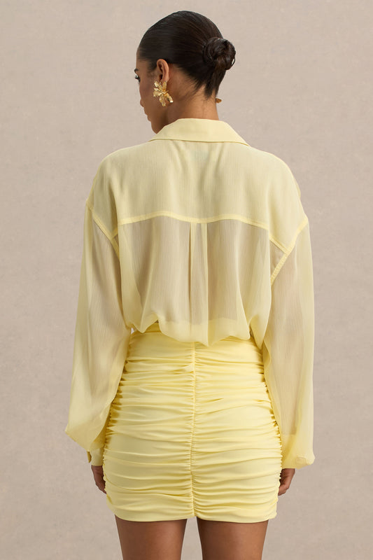 Zinna | Camisa de gasa transparente en color amarillo pastel