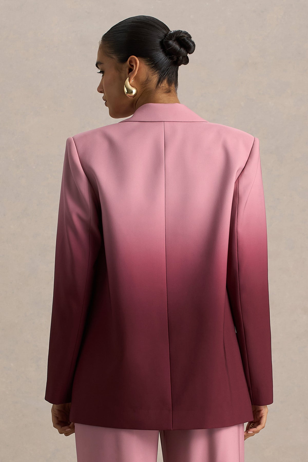 Enya | Cherry Ombre Plunge-Neck Satin Blazer
